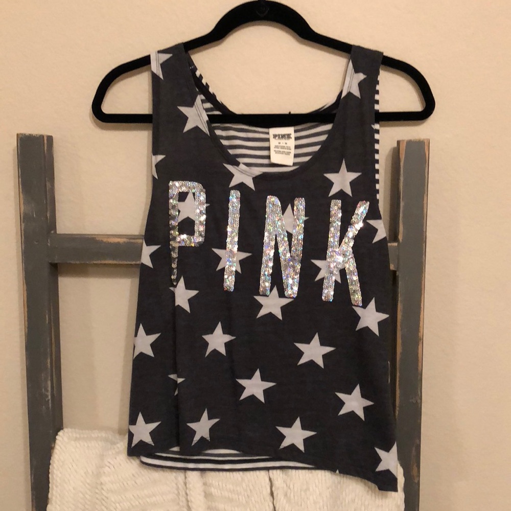 PINK navy blue crop top
